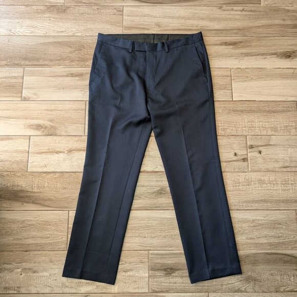 Kenneth Cole REACTION Men’s Dress Pants 36x34 Black Herringbone Flat Front - Picture 1 of 6
